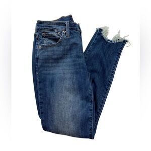 Lucky Brand Dark Blue Ankle Crop Fray Hem Jeans